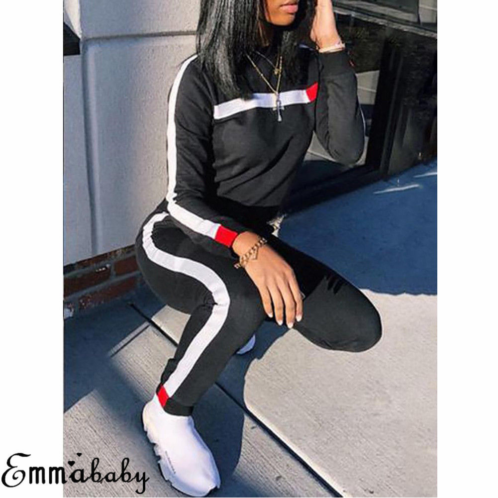 Hot sale casual 2Pcs Women Hoodies Sports Tops Pants Tracksuit Sweatshirt Sweat Suit Jogging Set Ladies Sport Wear Femme Running