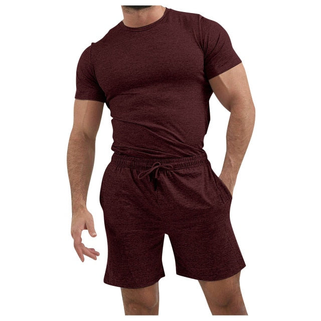 Summer Men Breathable T-Shirts Shorts