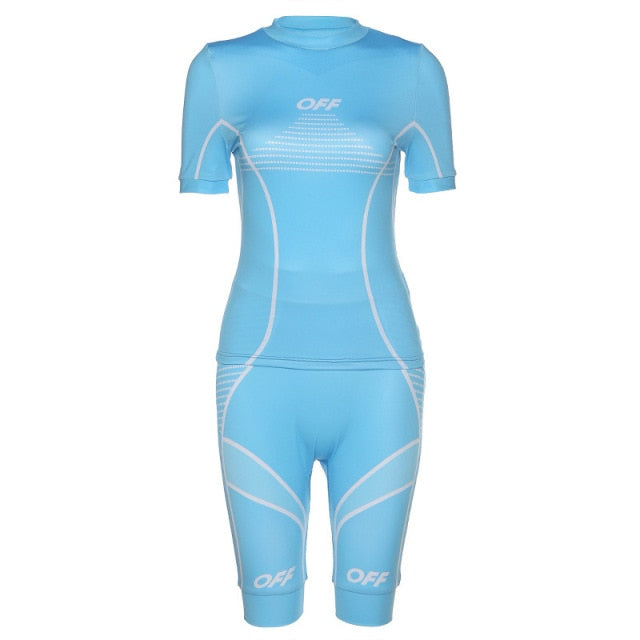 CXUEY T-shirt Biker Shorts Gym Set Women Sportswear Yoga Fitness Suit 2021 Sport Workout Clothes for Women Tracksuit Black Blue